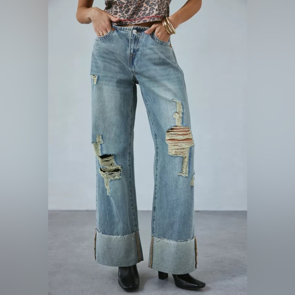 NWT True Religion Leila Cuffed Low Rise Baggy Jeans size 27
